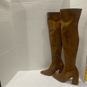 STEVE MADDEN rust/tan suede size 11 over the knee boots suede heel Tava style